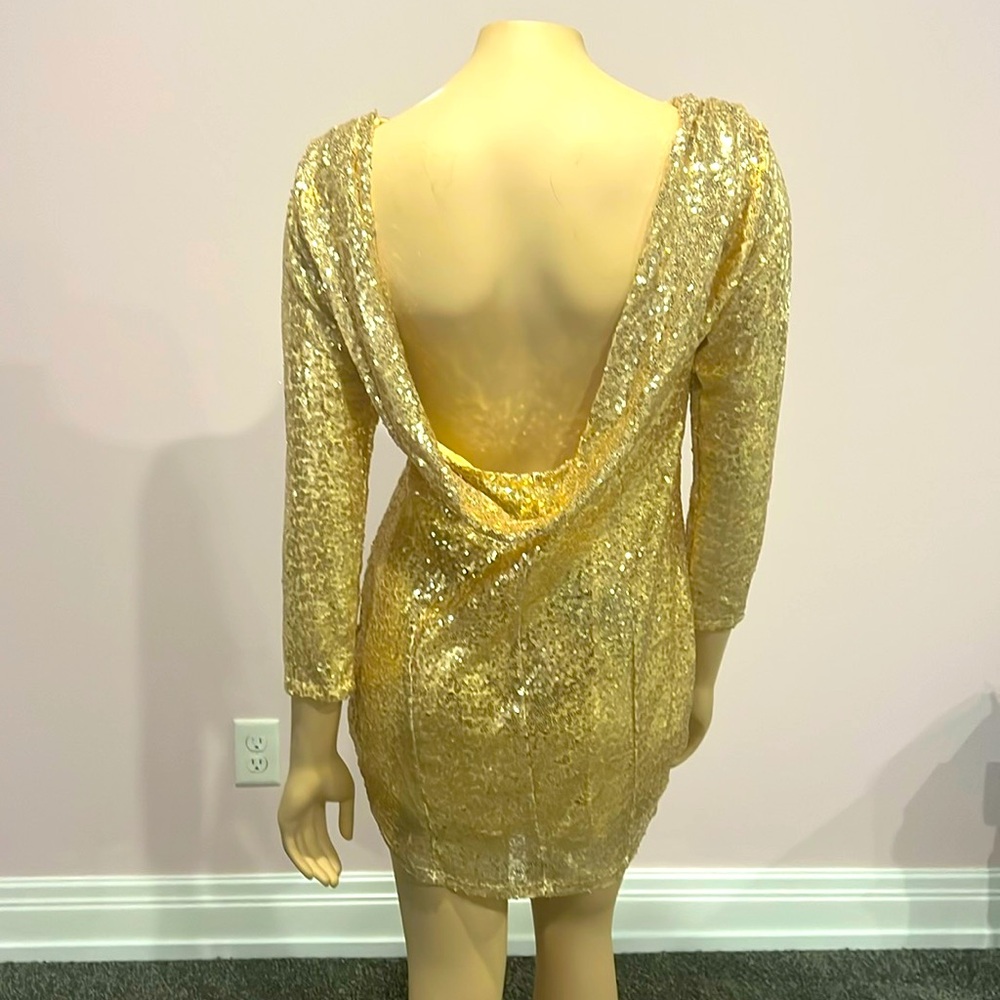 BNWT gold sequin backless mini dress size small